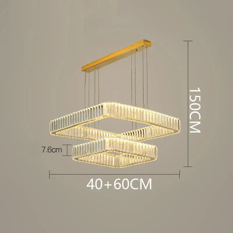 Modern gold rectangular decorbites crystal chandelier living room light