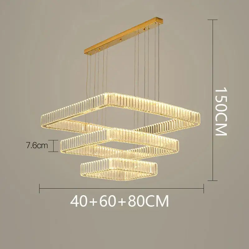 Modern gold rectangular decorbites crystal chandelier living room light