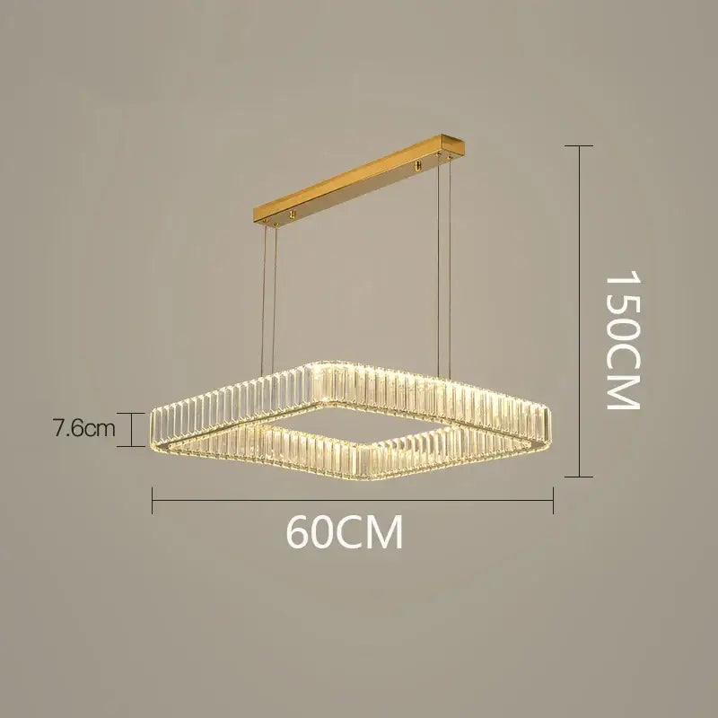 Modern gold rectangular decorbites crystal chandelier living room light