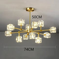 Luxury gold cube crystal chandelier living room pendant light
