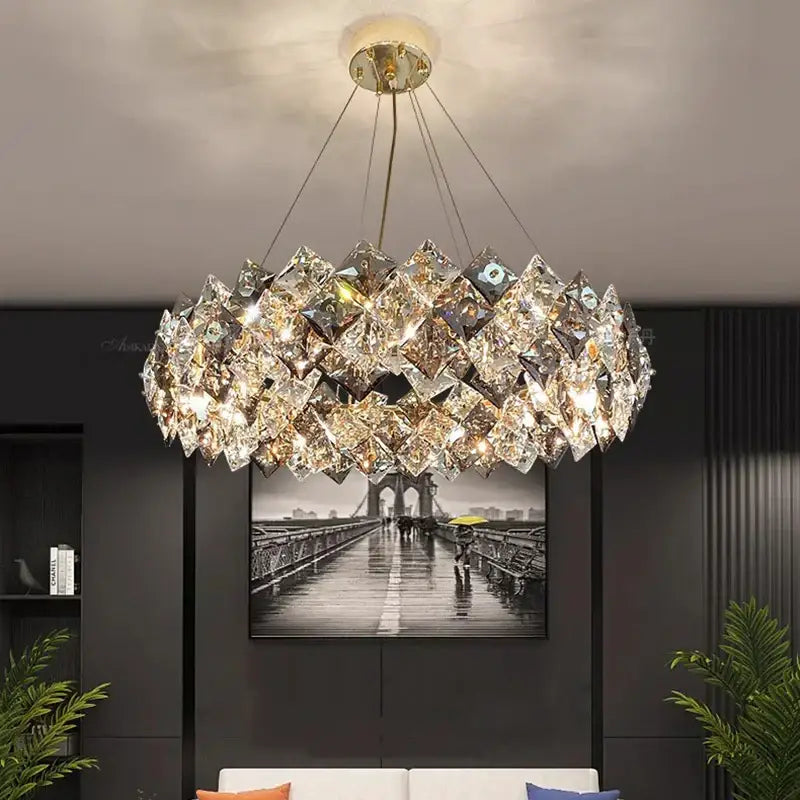 Modern layered decorbites crystal chandelier for living room dining