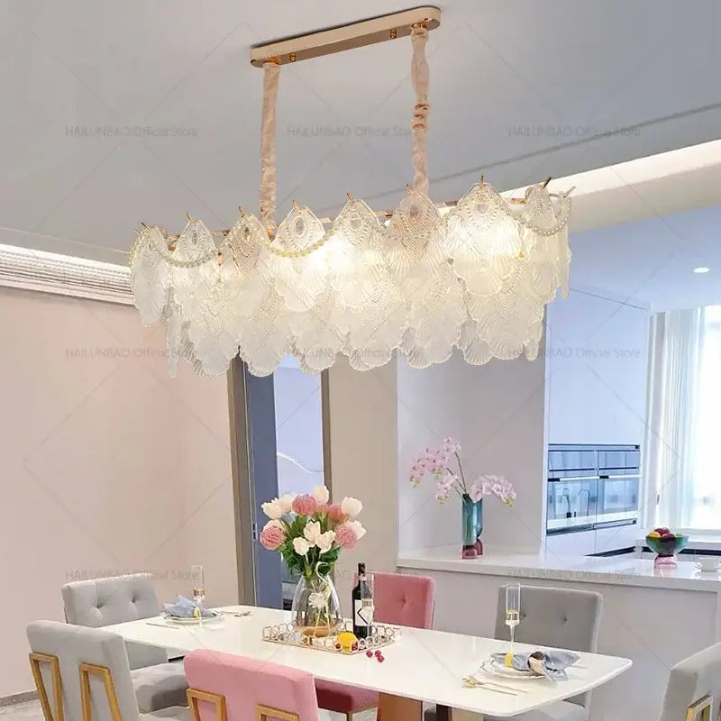 Elegant white and gold crystal chandelier living room light