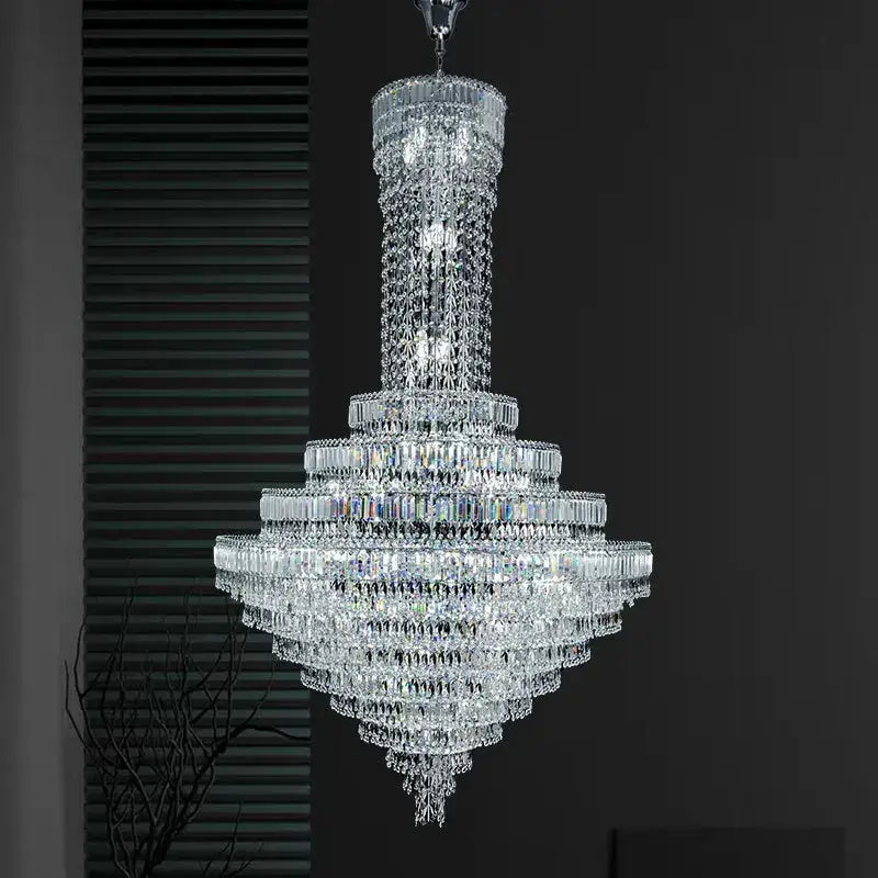 Modern luxury multi tiered crystal chandelier living room lighting