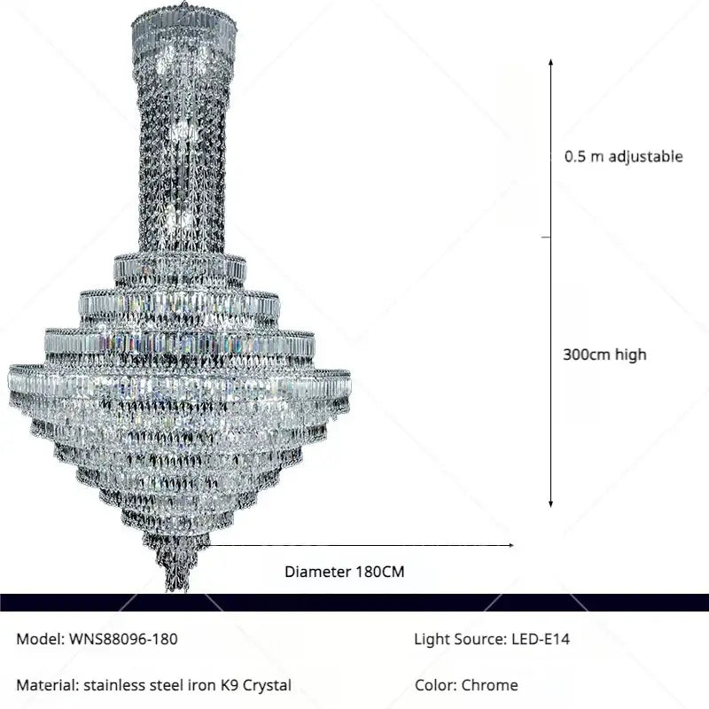 Modern luxury multi tiered crystal chandelier living room lighting