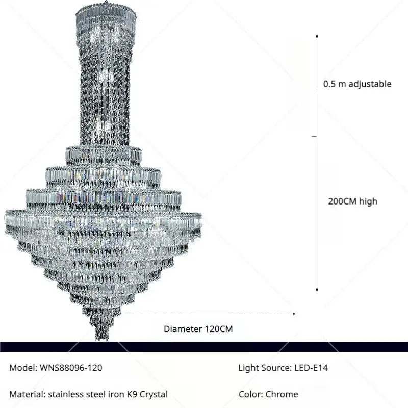 Modern luxury multi tiered crystal chandelier living room lighting