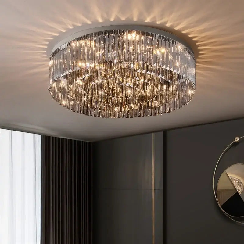 Luxury tiered chrome decorbites crystal chandelier for living room
