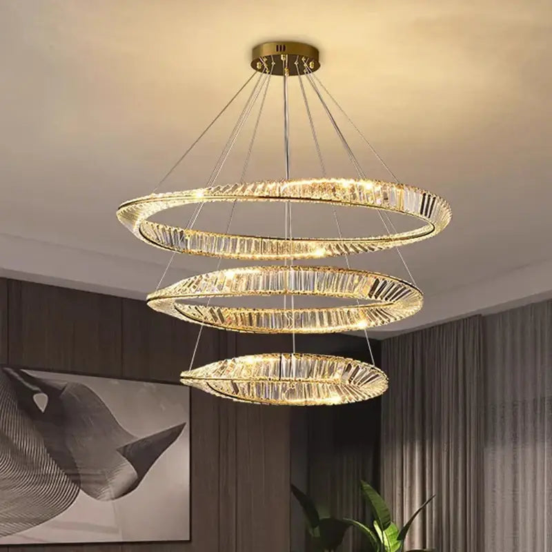 Golden spiral decorbites crystal chandelier for living room