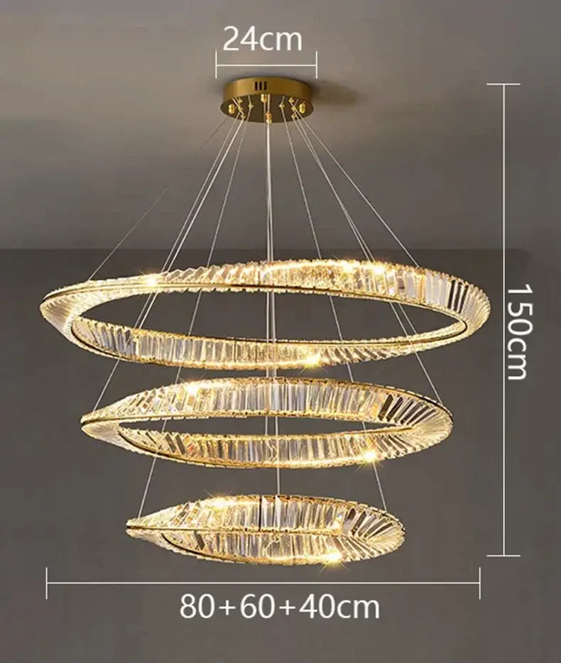 Golden spiral decorbites crystal chandelier for living room