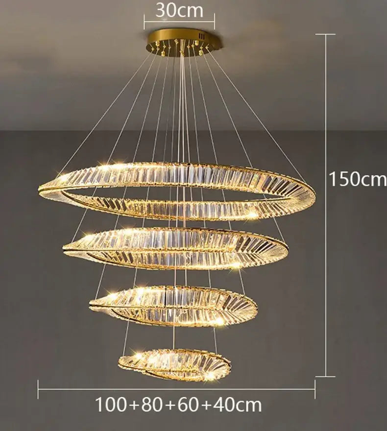 Golden spiral decorbites crystal chandelier for living room