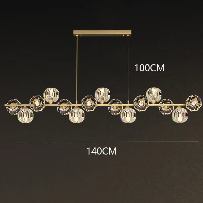 Modern gold crystal chandelier dining room glass bulb pendant light