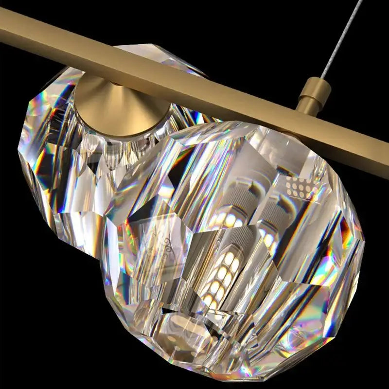 Modern gold crystal chandelier dining room glass bulb pendant light