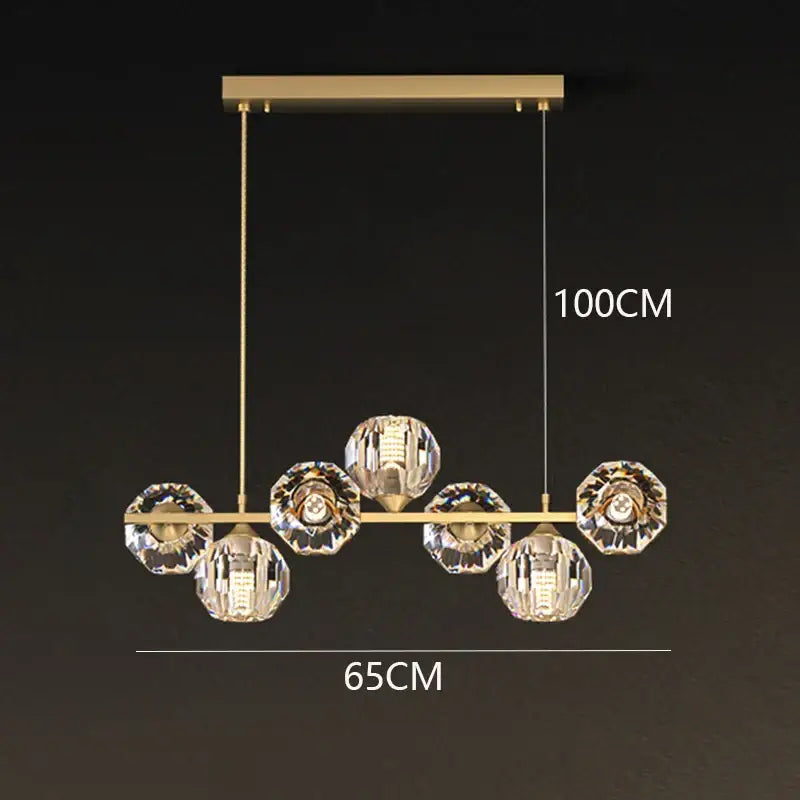 Modern gold crystal chandelier dining room glass bulb pendant light