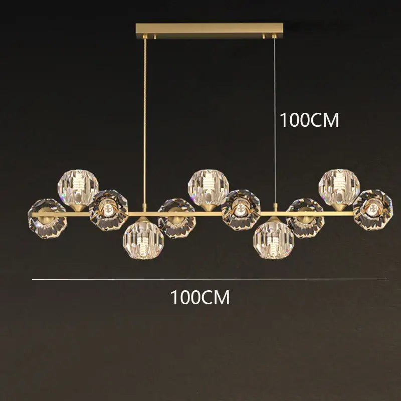 Modern gold crystal chandelier dining room glass bulb pendant light