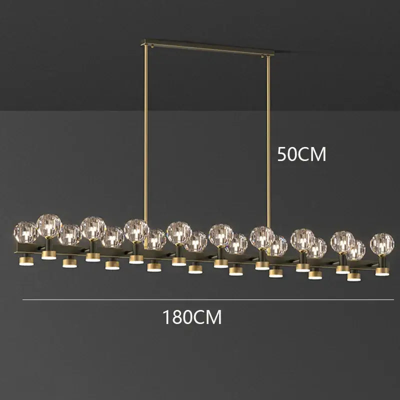 Decorbites crystal chandelier gold linear dining room globe light