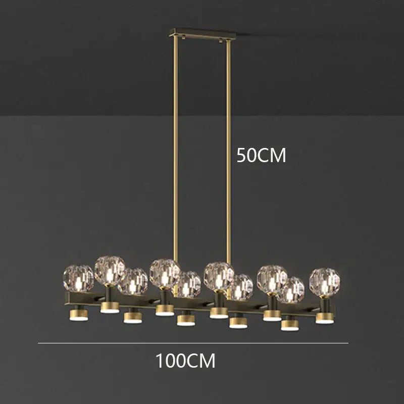 Decorbites crystal chandelier gold linear dining room globe light