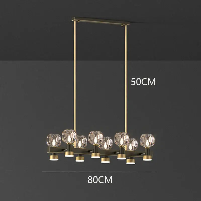 Decorbites crystal chandelier gold linear dining room globe light