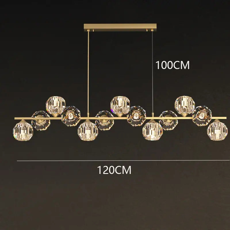 Modern gold crystal chandelier dining room glass bulb pendant light