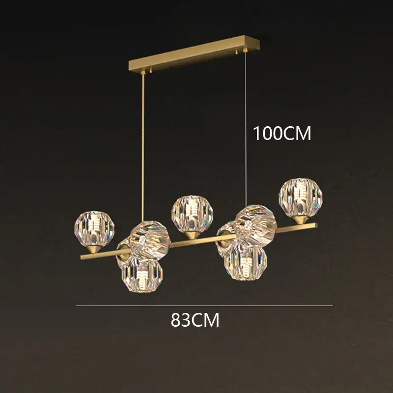 Modern gold crystal chandelier dining room glass bulb pendant light