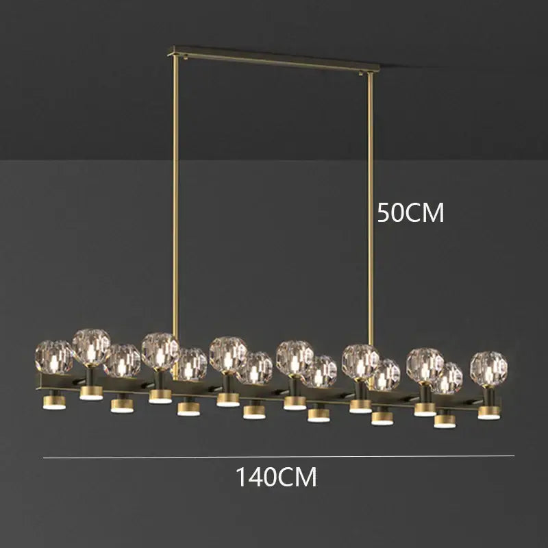 Decorbites crystal chandelier gold linear dining room globe light