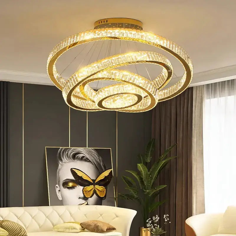 Golden spiral decorbites crystal chandelier living room pendant light