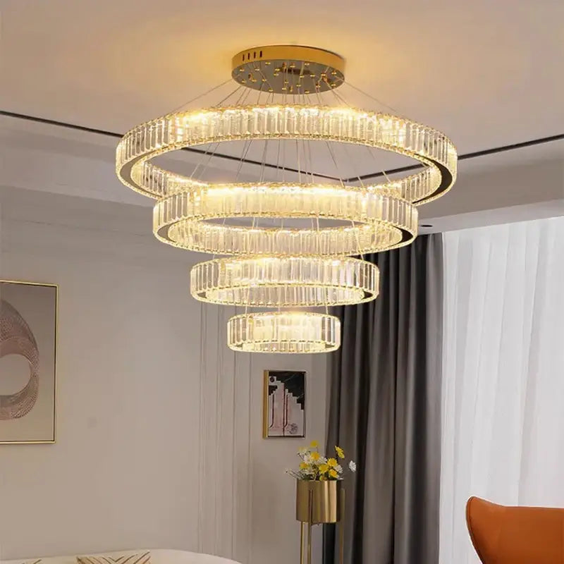 Golden spiral decorbites crystal chandelier living room pendant light