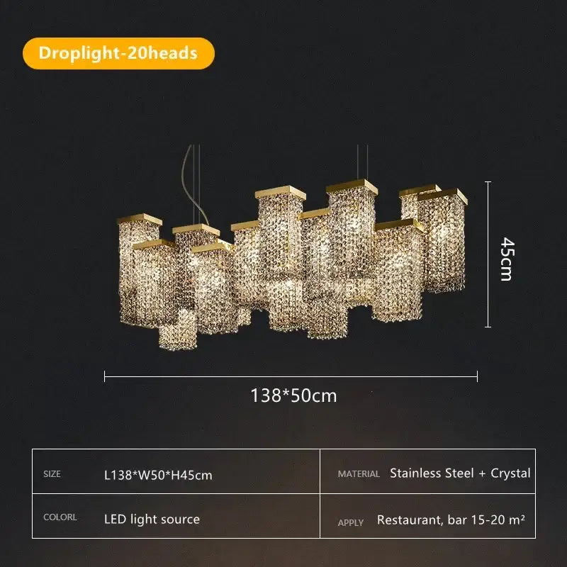 Modern gold decorbites crystal chandelier dining room island light