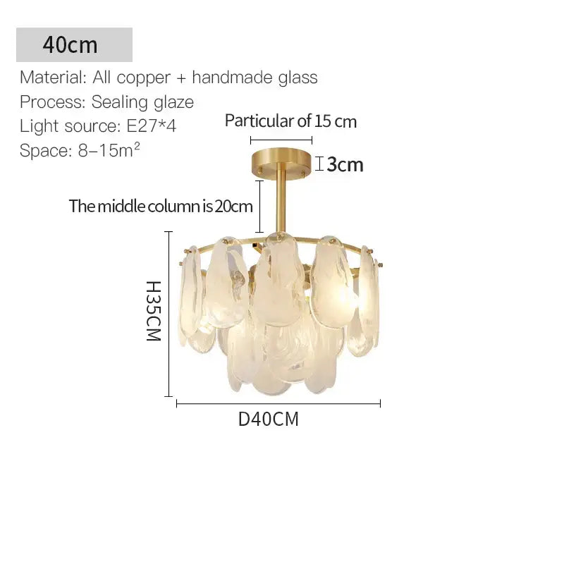 Modern brass leaf crystal chandelier living room luxury light