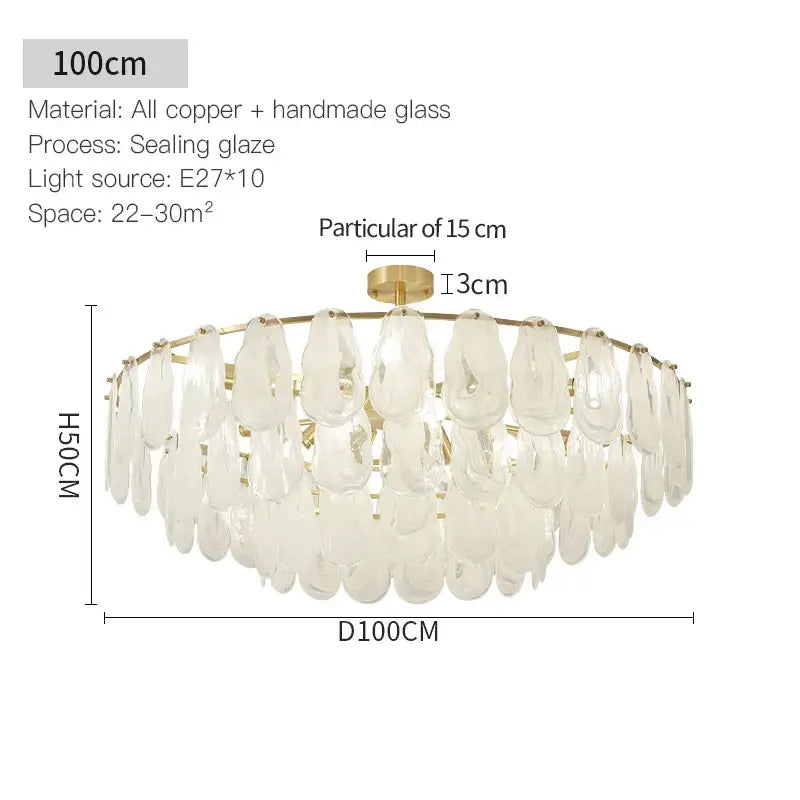 Modern brass leaf crystal chandelier living room luxury light