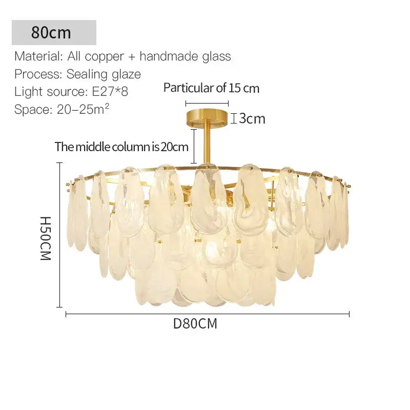 Modern brass leaf crystal chandelier living room luxury light