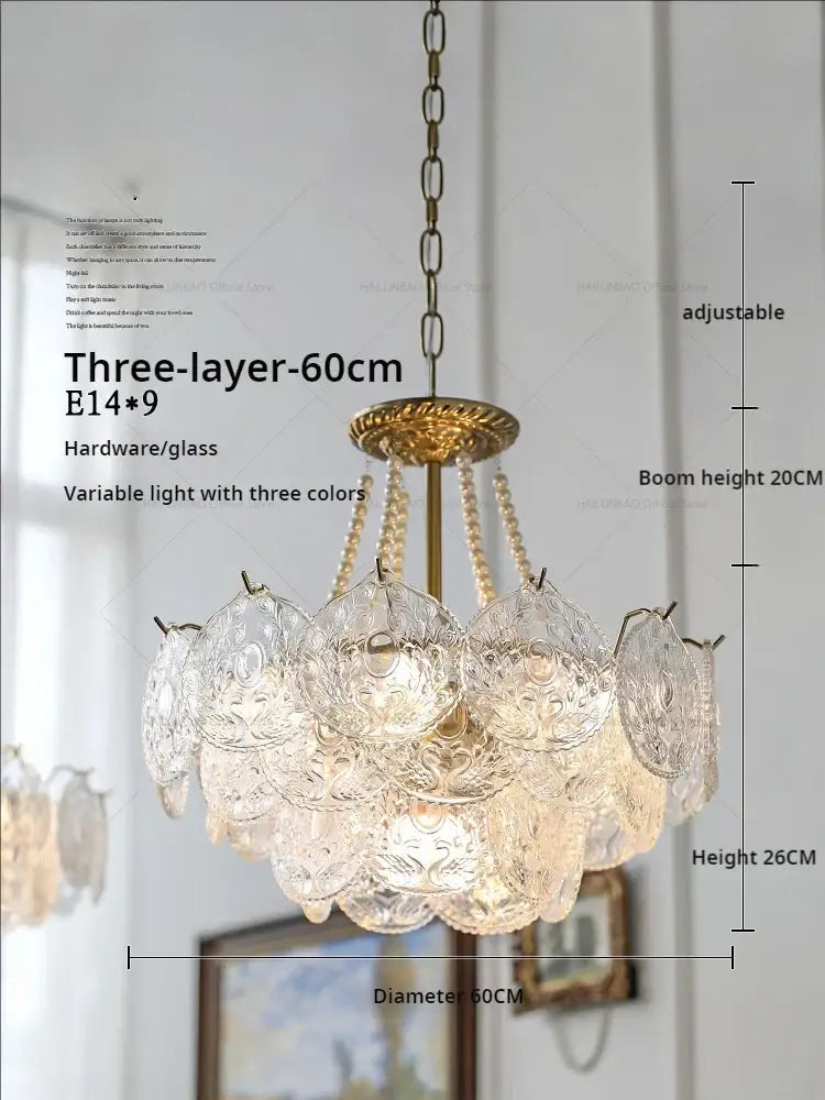 Modern gold pearl crystal chandelier dining room green gem light