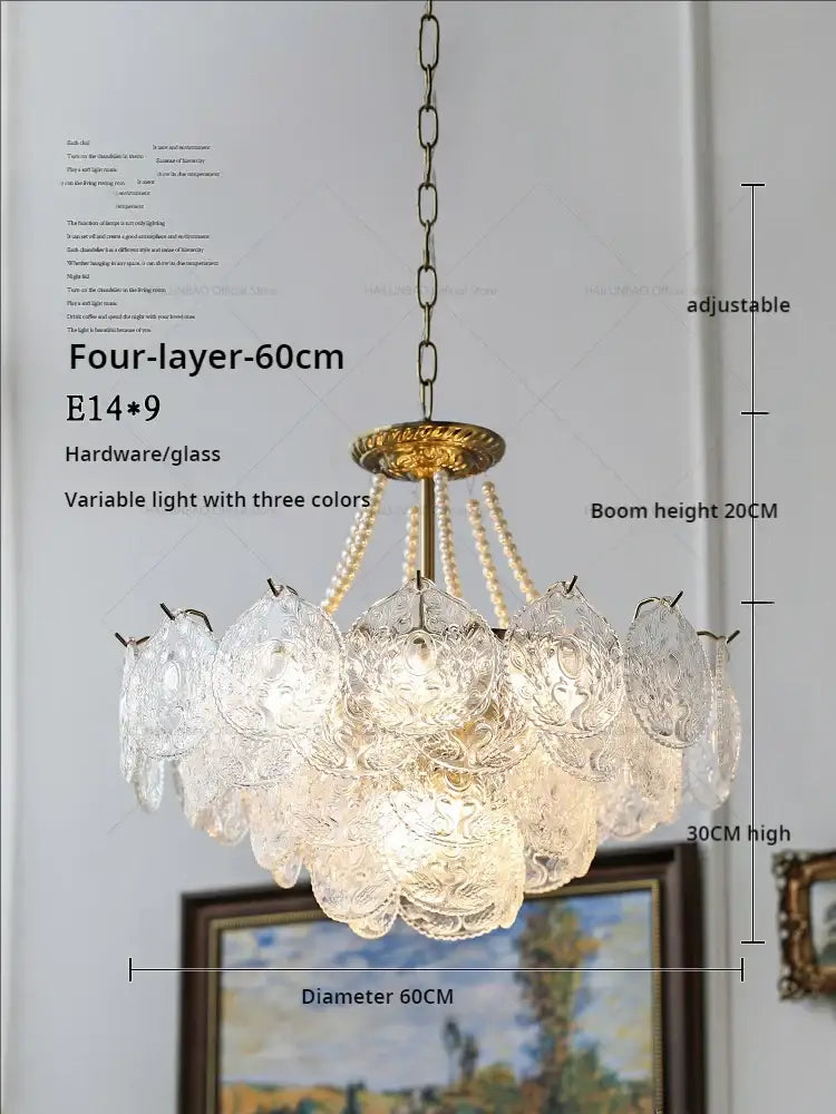 Modern gold pearl crystal chandelier dining room green gem light