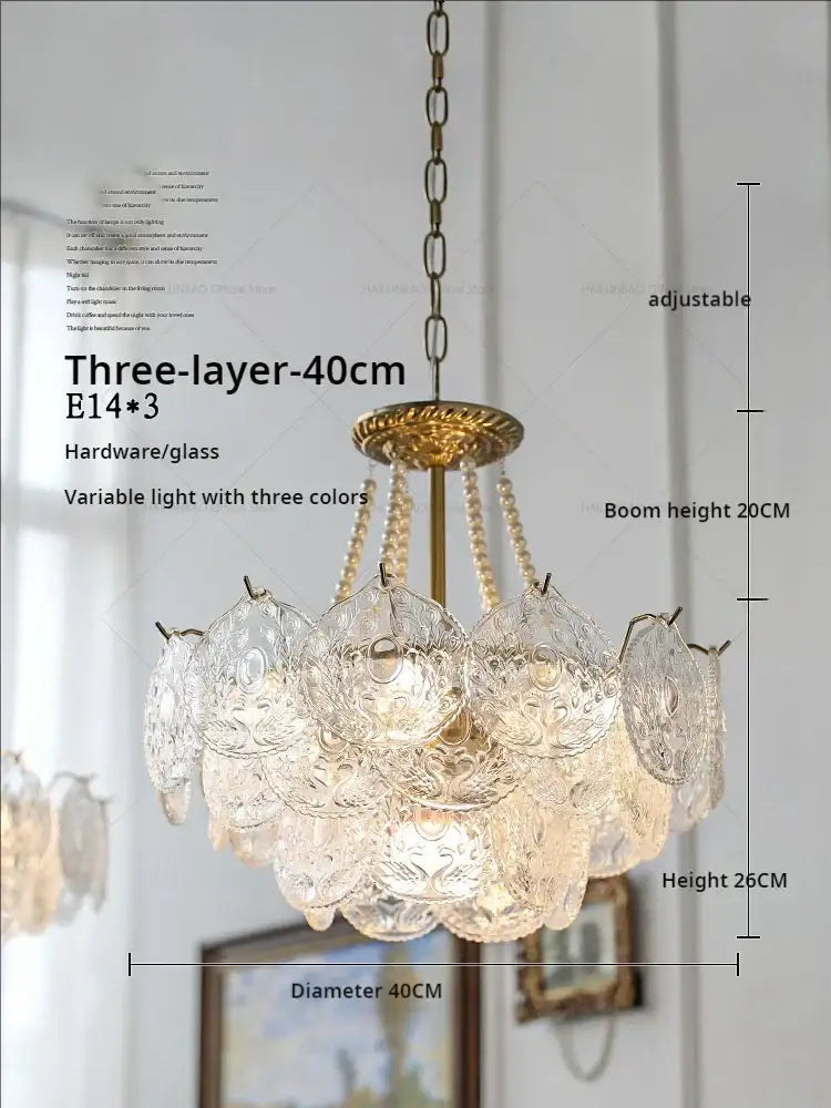 Modern gold pearl crystal chandelier dining room green gem light