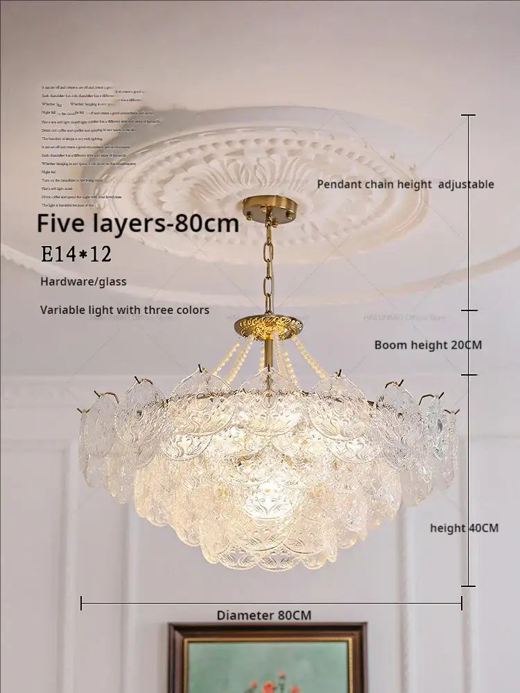 Modern gold pearl crystal chandelier dining room green gem light