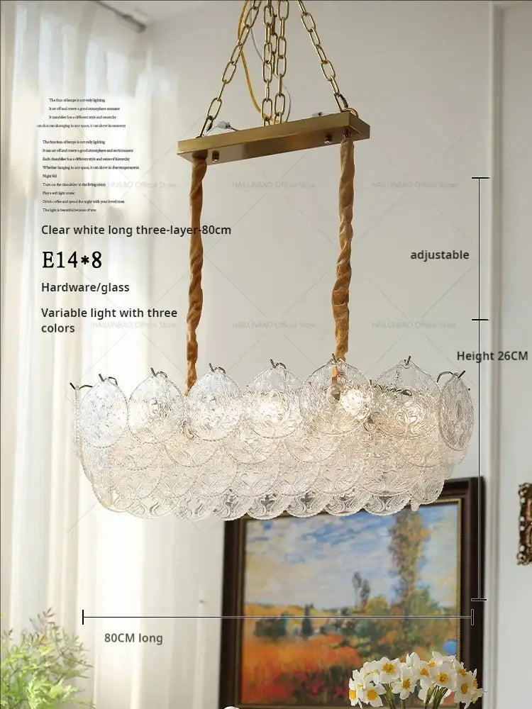 Modern gold pearl crystal chandelier dining room green gem light