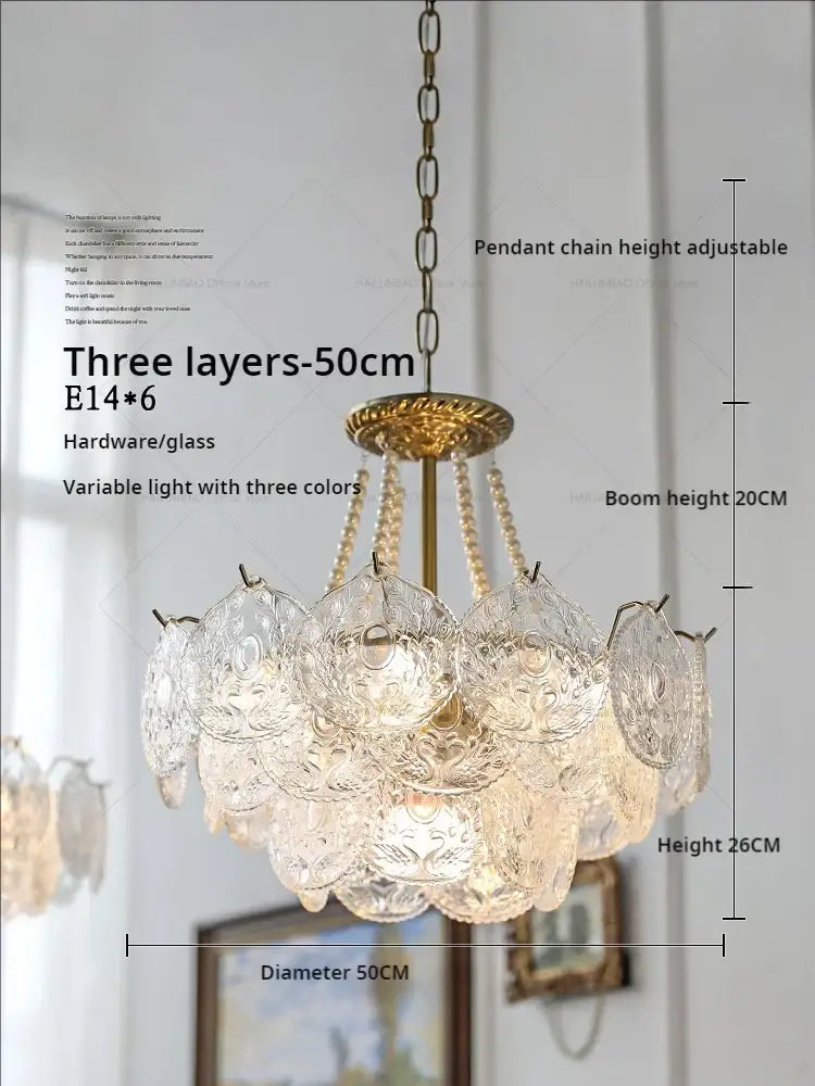 Modern gold pearl crystal chandelier dining room green gem light