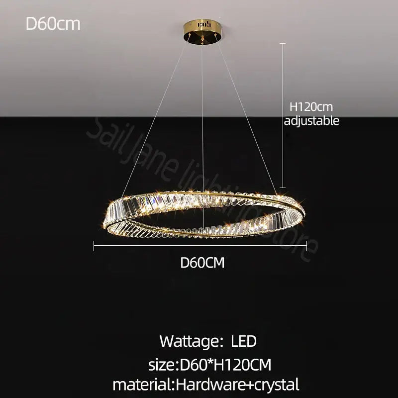 Modern gold double ring decorbites crystal chandelier living room