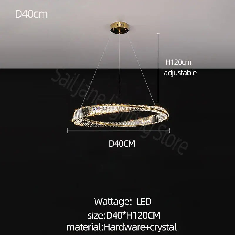 Modern gold double ring decorbites crystal chandelier living room