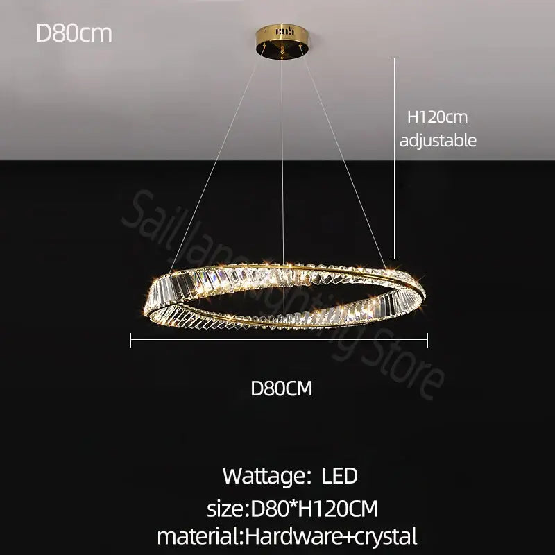 Modern gold double ring decorbites crystal chandelier living room