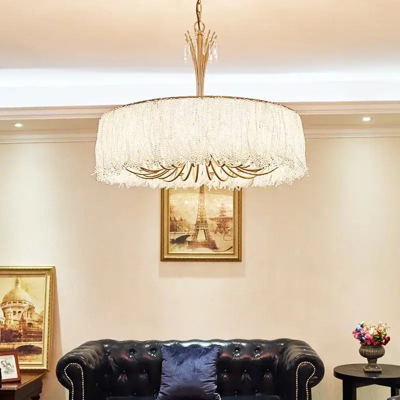 Luxurious gold crystal chandelier bedroom pendant light