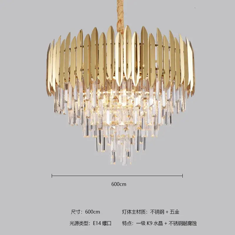 Modern gold crystal chandelier for dining room geometric design