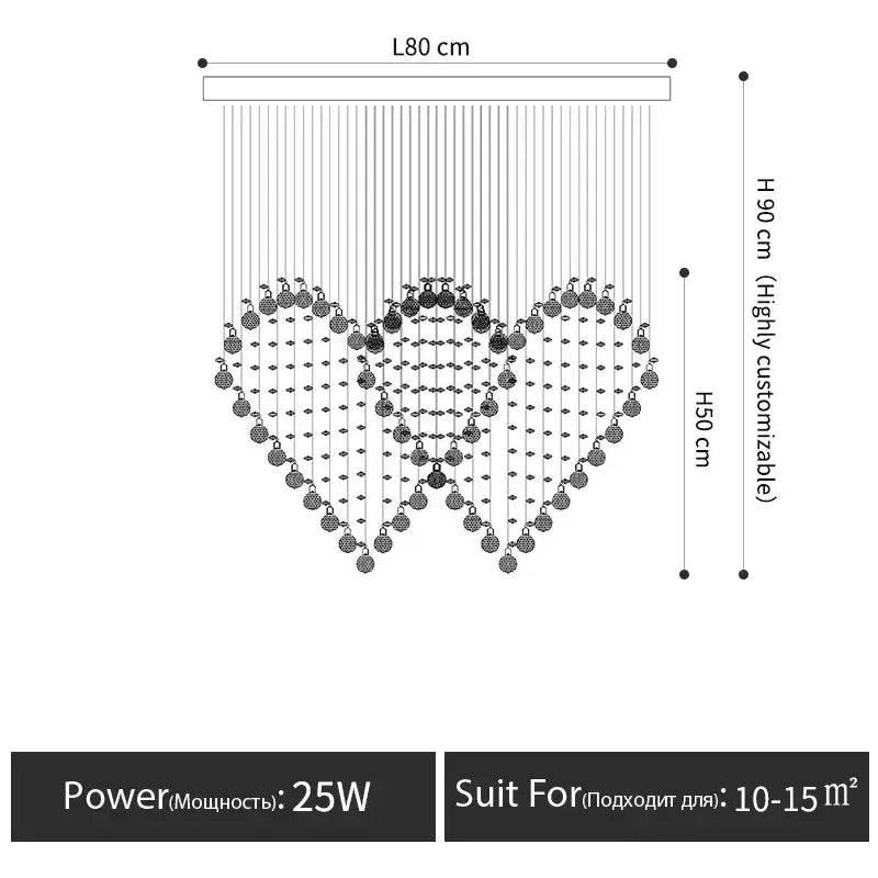 Modern interlocking heart decorbites crystal chandelier dining room
