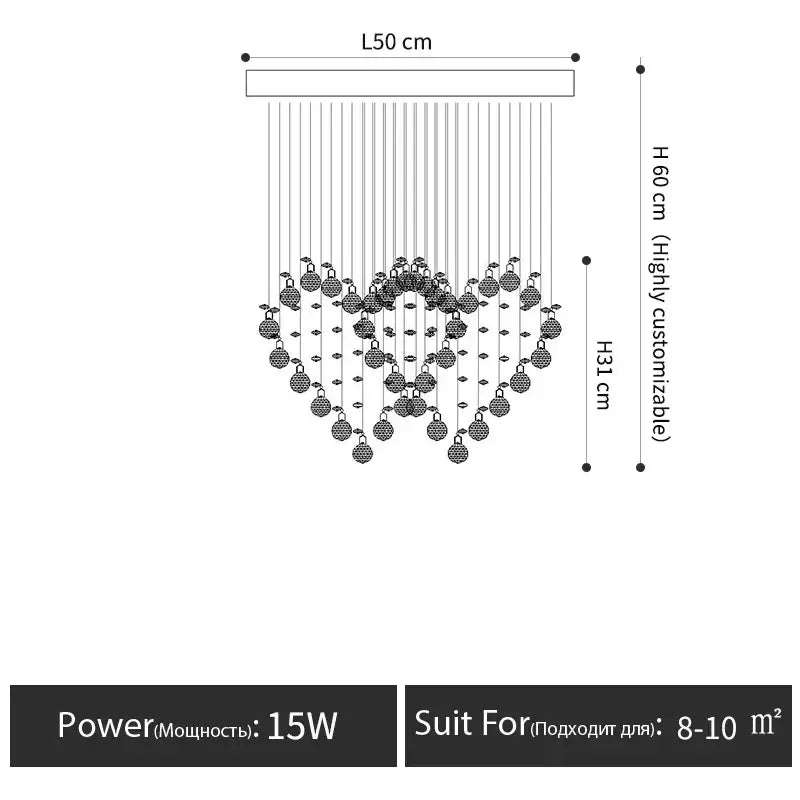 Modern interlocking heart decorbites crystal chandelier dining room