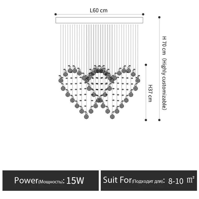 Modern interlocking heart decorbites crystal chandelier dining room
