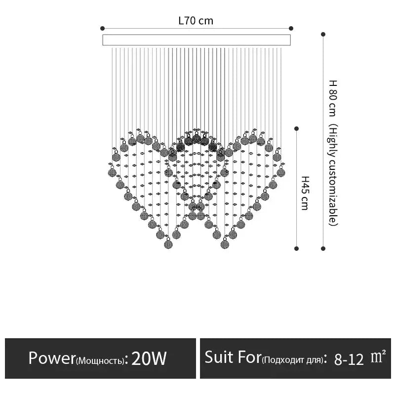 Modern interlocking heart decorbites crystal chandelier dining room