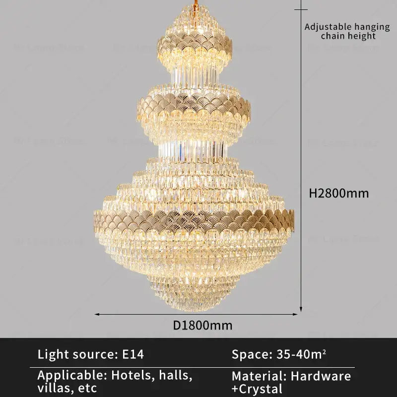 Modern gold decorbites crystal chandelier for staircase living room