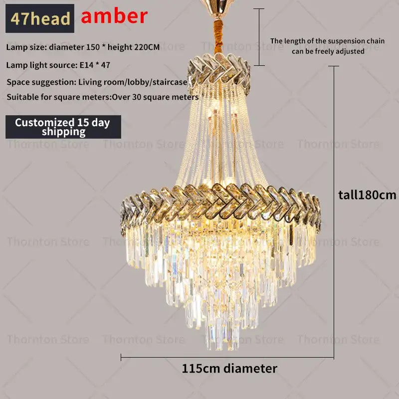 Modern gold luxury decorbites crystal chandelier living room light