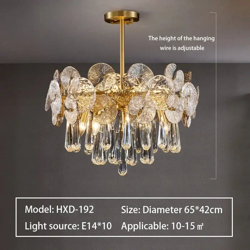 Modern gold petal crystal chandelier dining room pendant light