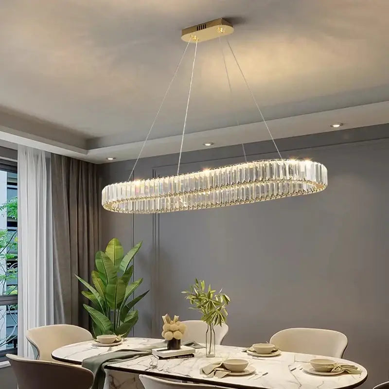 Modern gold double ring decorbites crystal chandelier for dining room