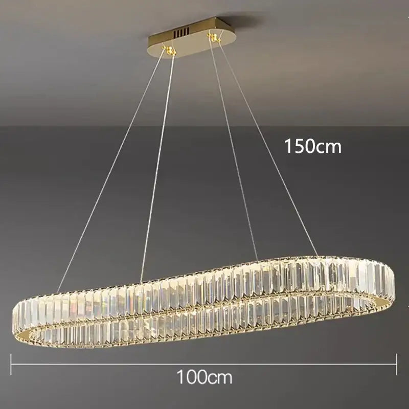 Modern gold double ring decorbites crystal chandelier for dining room