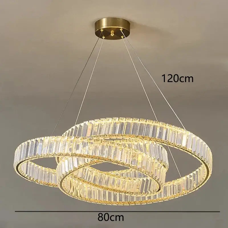 Modern gold double ring decorbites crystal chandelier dining room